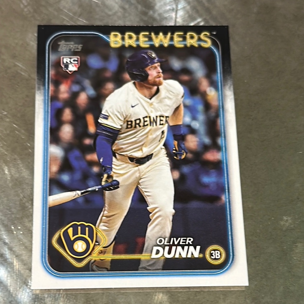 Topps Brewers Baseball Card with Cream and Blue
